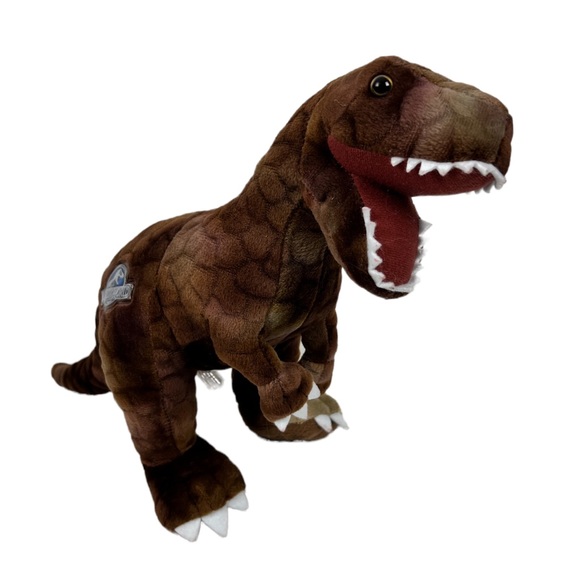 Jurassic World Brown Dinosaur T-Rex Plush 10” X 13” Stuffed Toy EUC - Picture 1 of 10